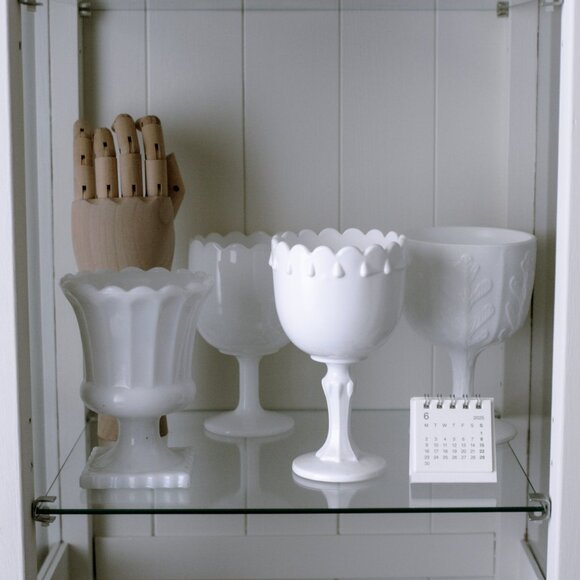 Vintage Milk Glass Pedestal Cup/Compote/Footed Urn Style /Vase/Catchall - Picture 3 of 3